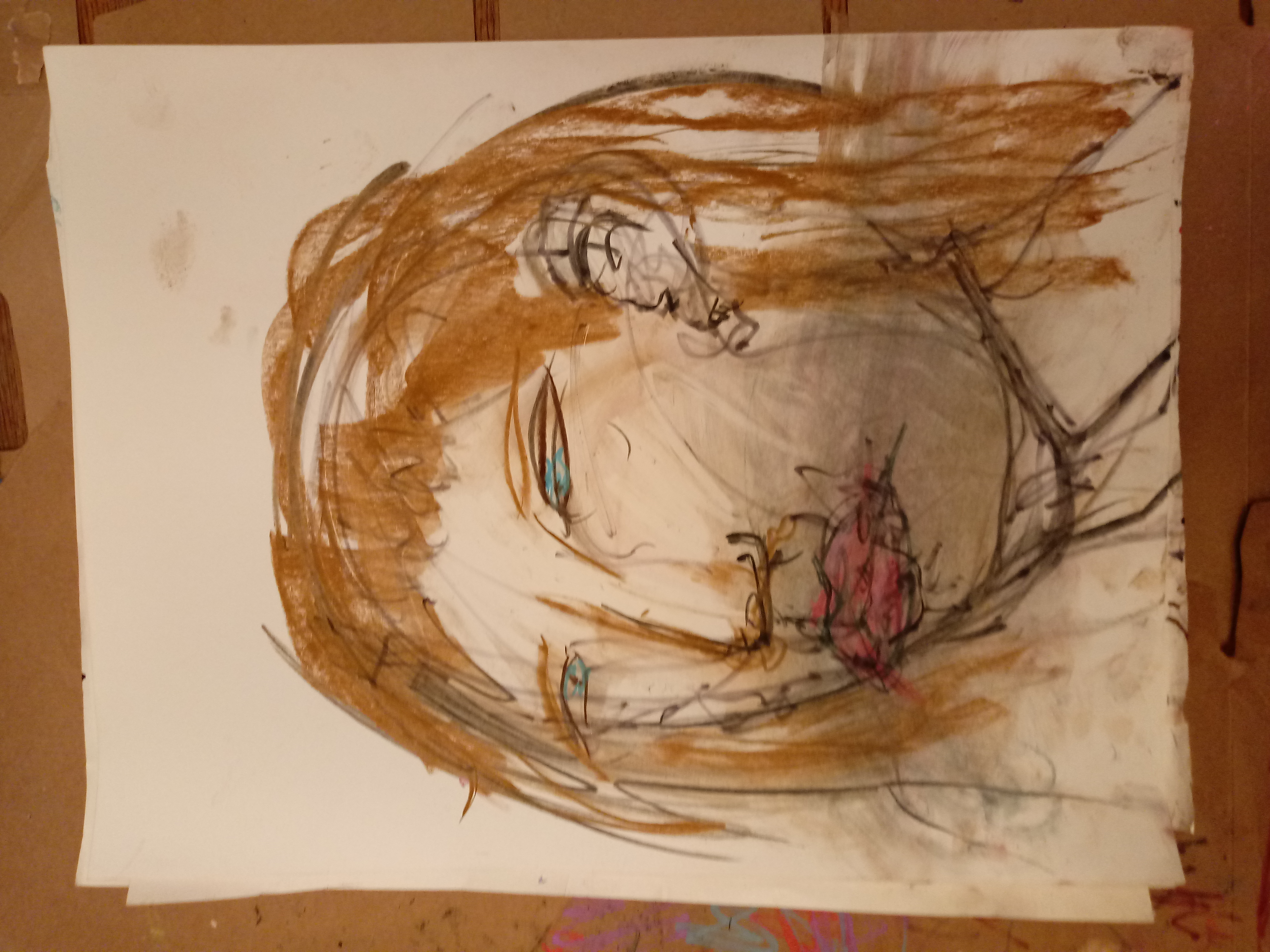 Charcoal and pastel on paper