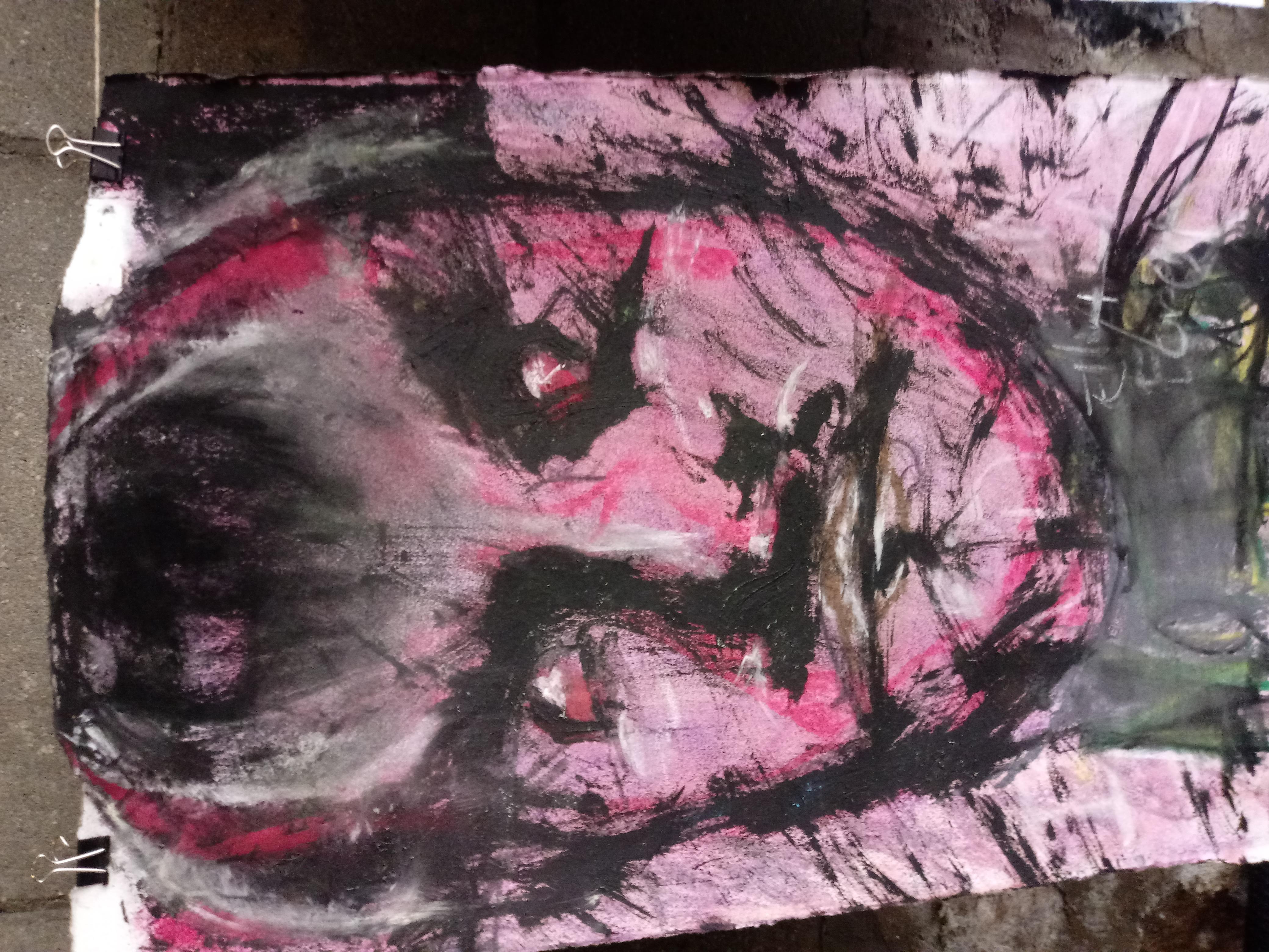 Chalk, Charcoal, pastel and Oil Stick on paper