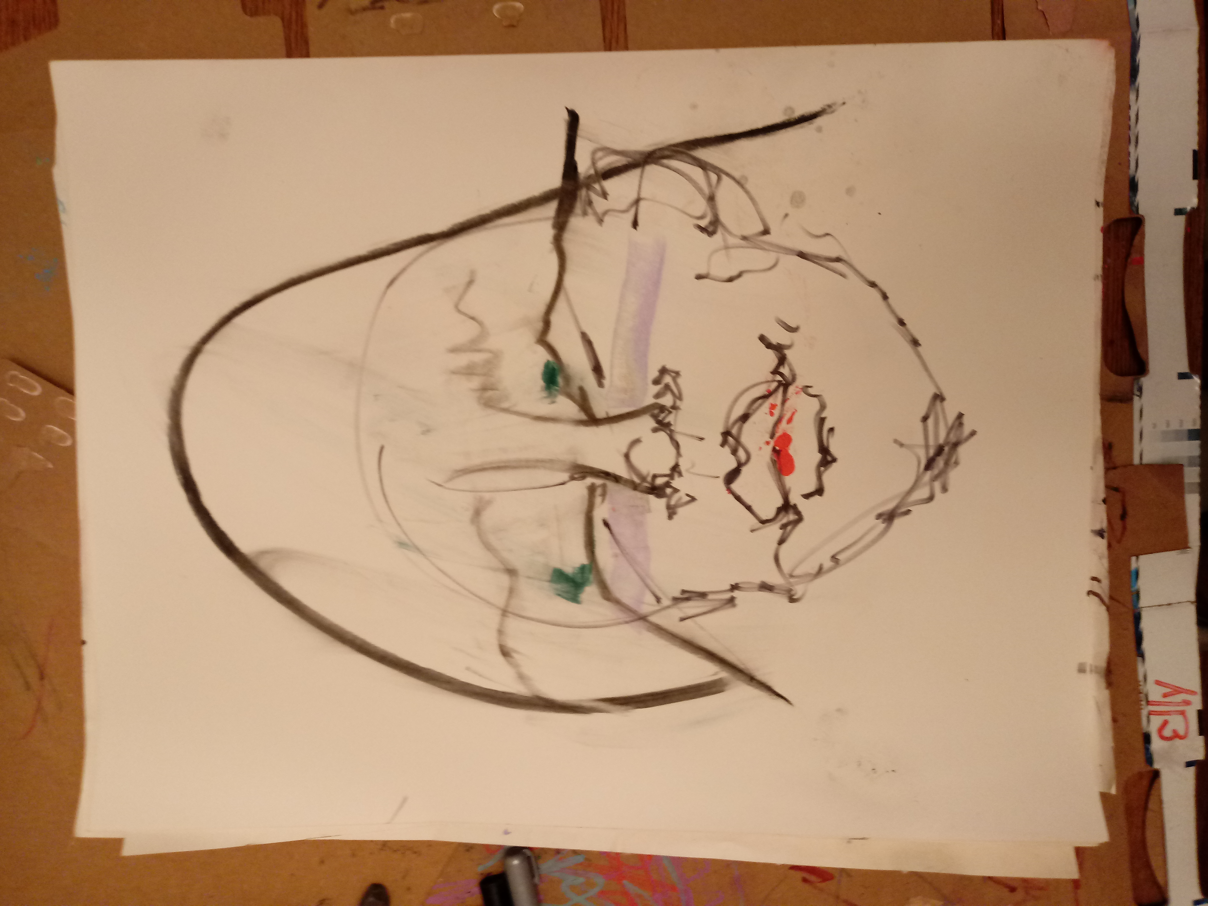 Charcoal and pastel on paper