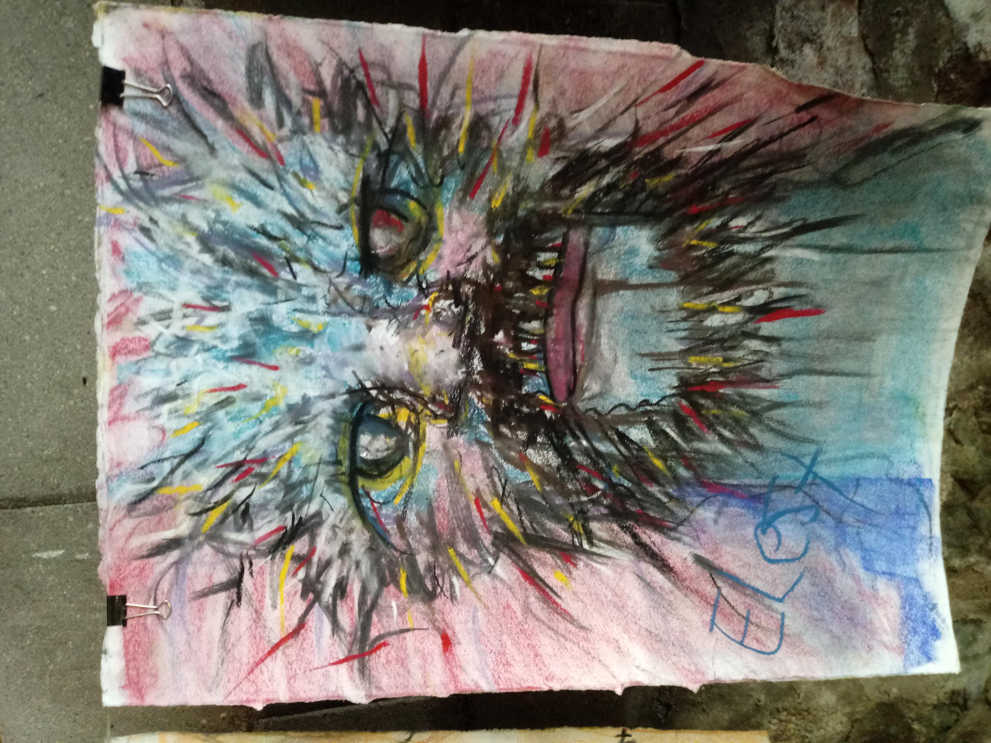 Chalk, Charcoal and pastel on paper