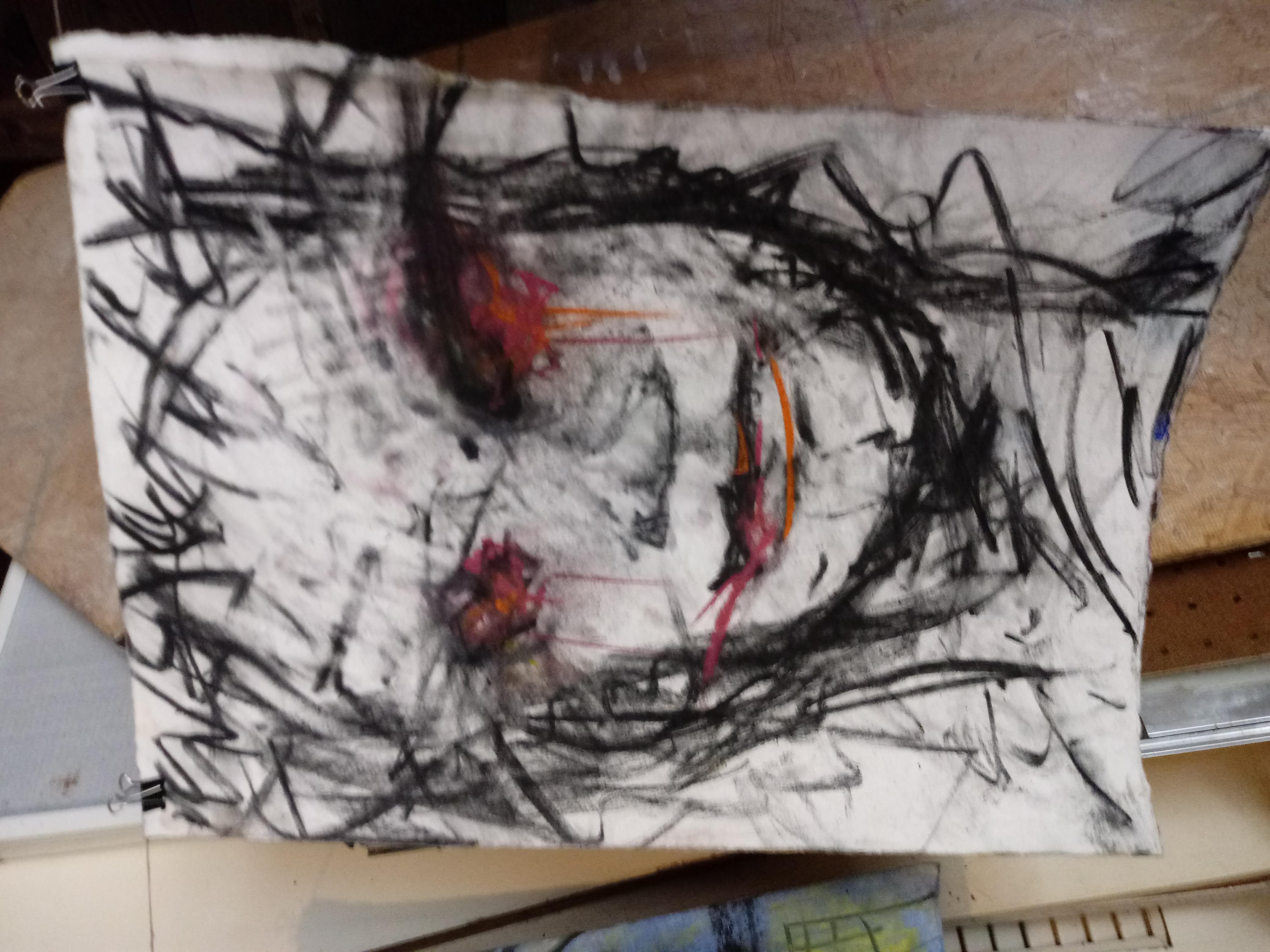 Chalk, Charcoal and pastel on paper