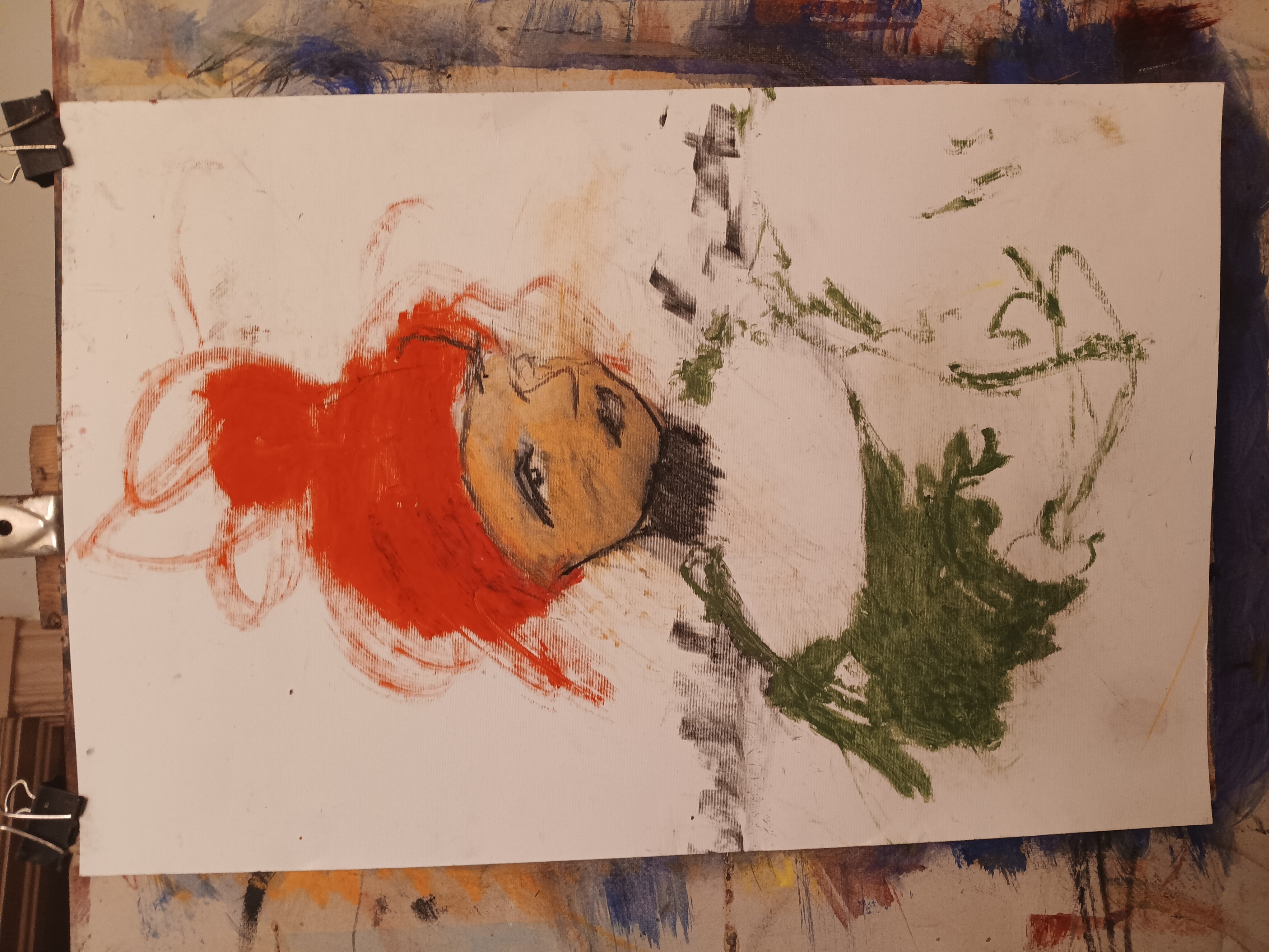 Charcoal and pastel on paper