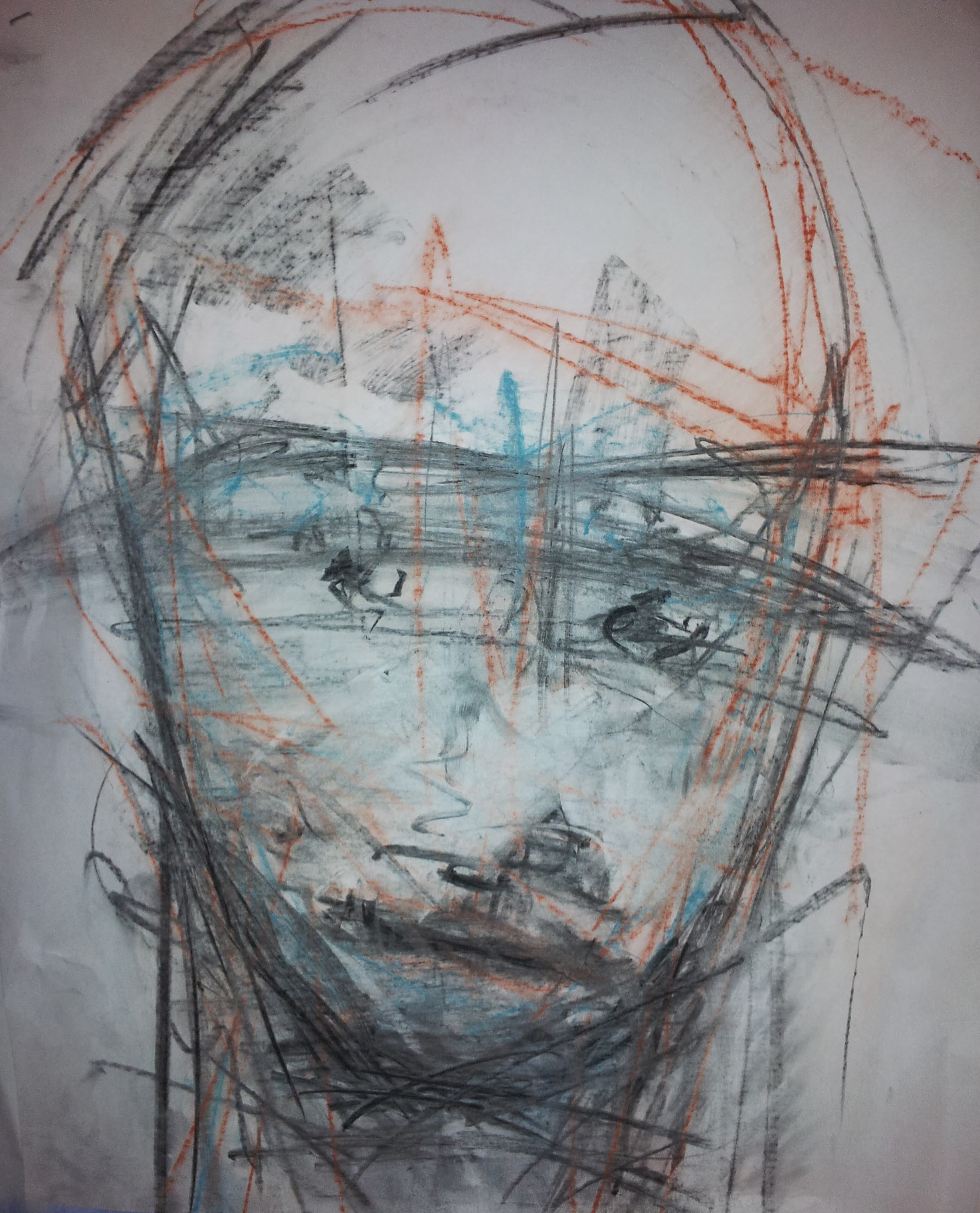 Charcoal and pastel on paper