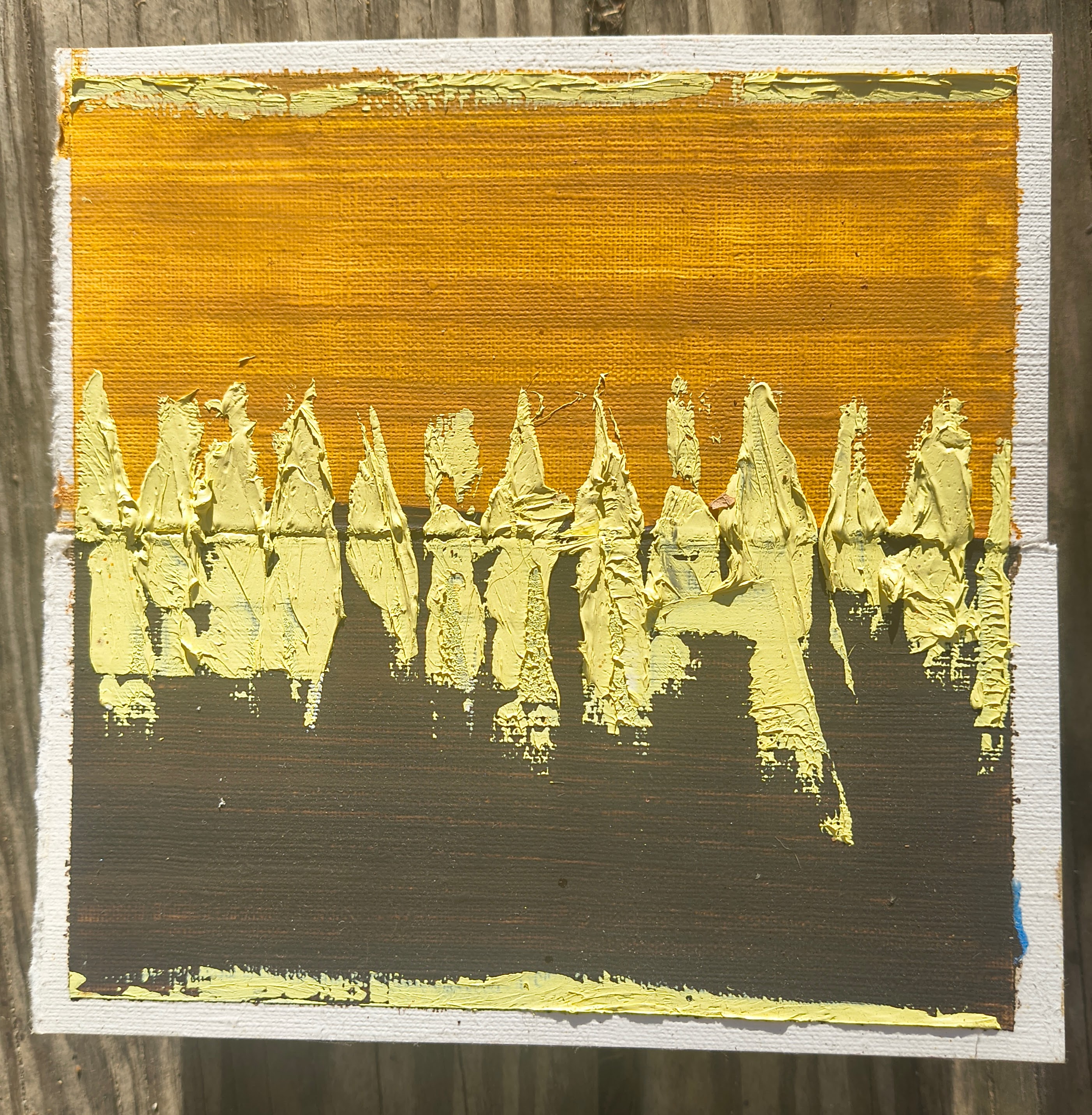 A colorfield landscape in eath tones.