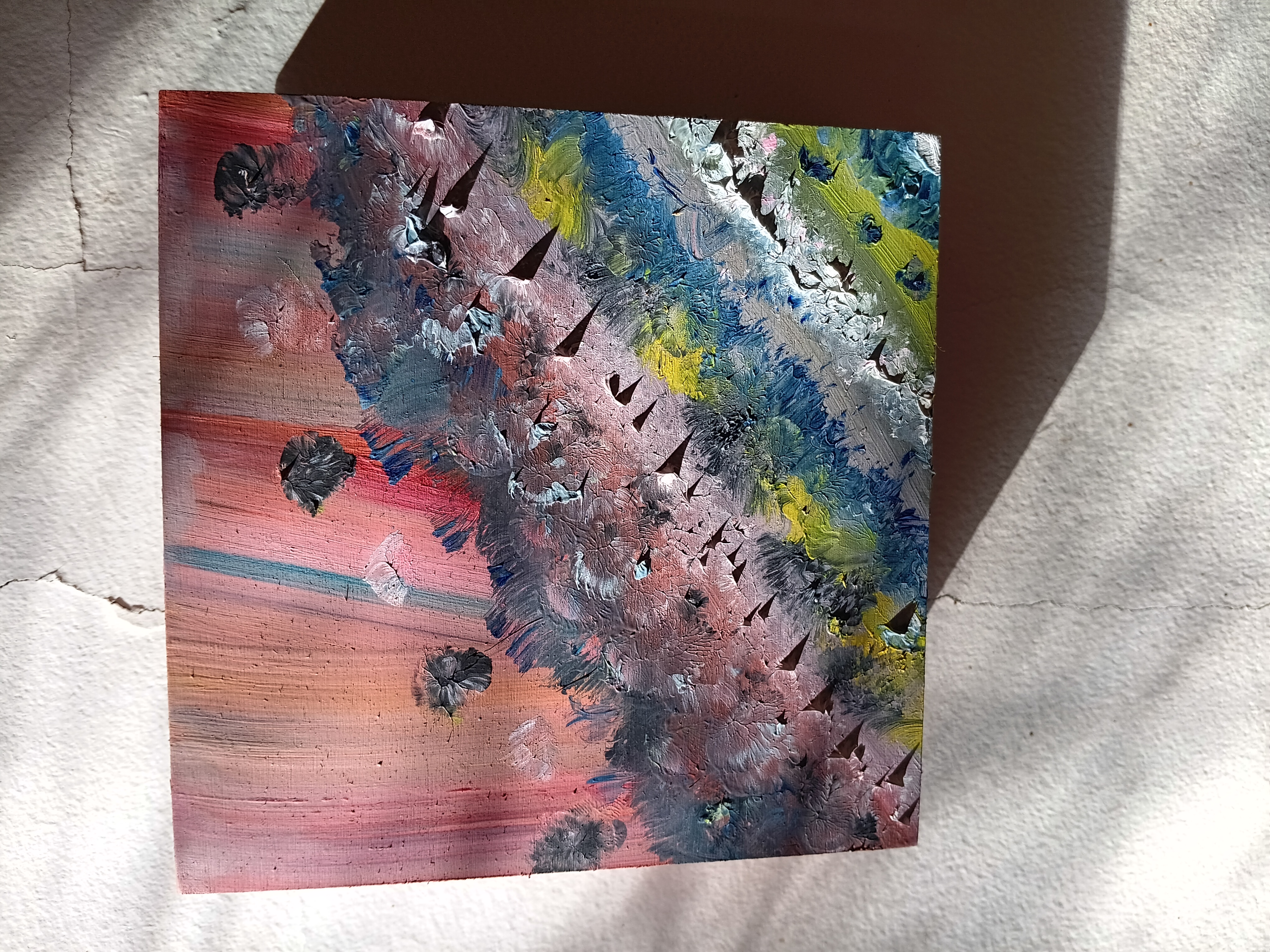 Oil on Paper mounted on Box