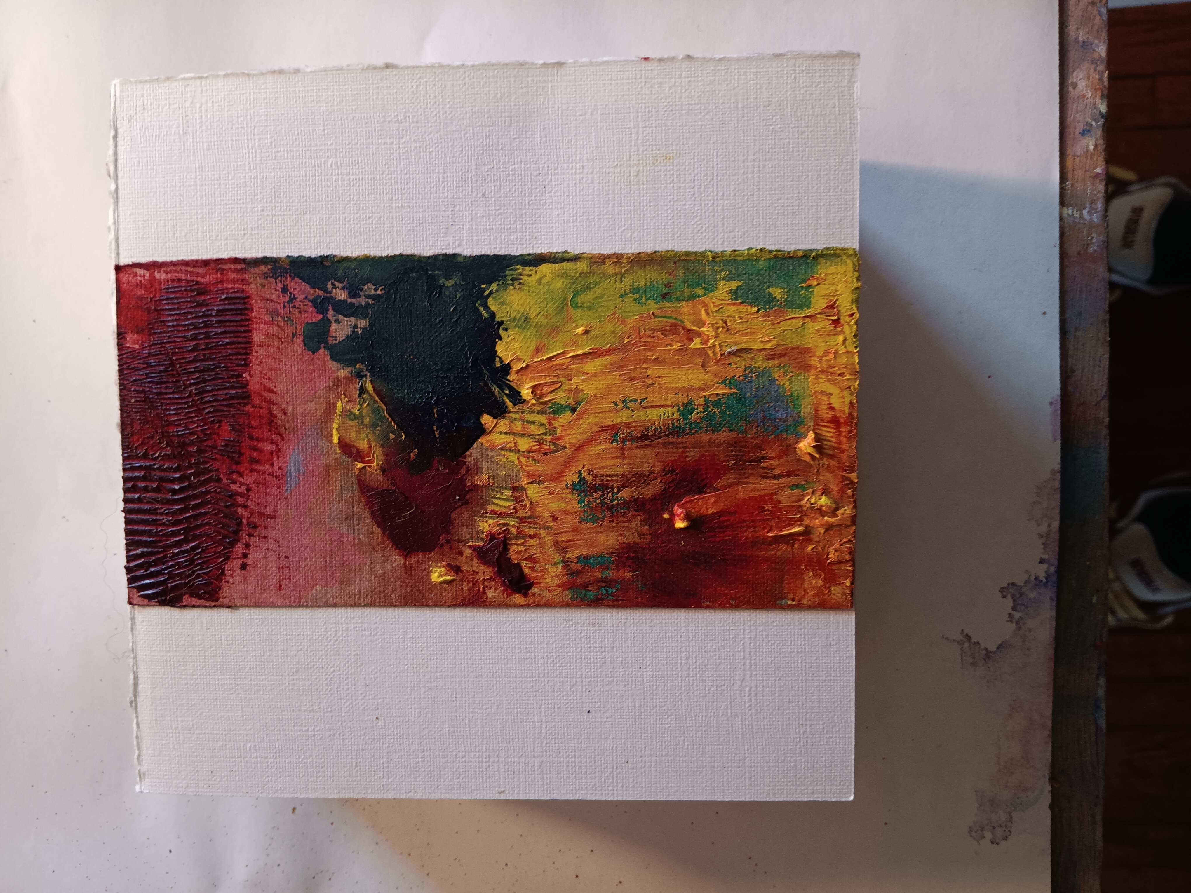 Oil on paper on box