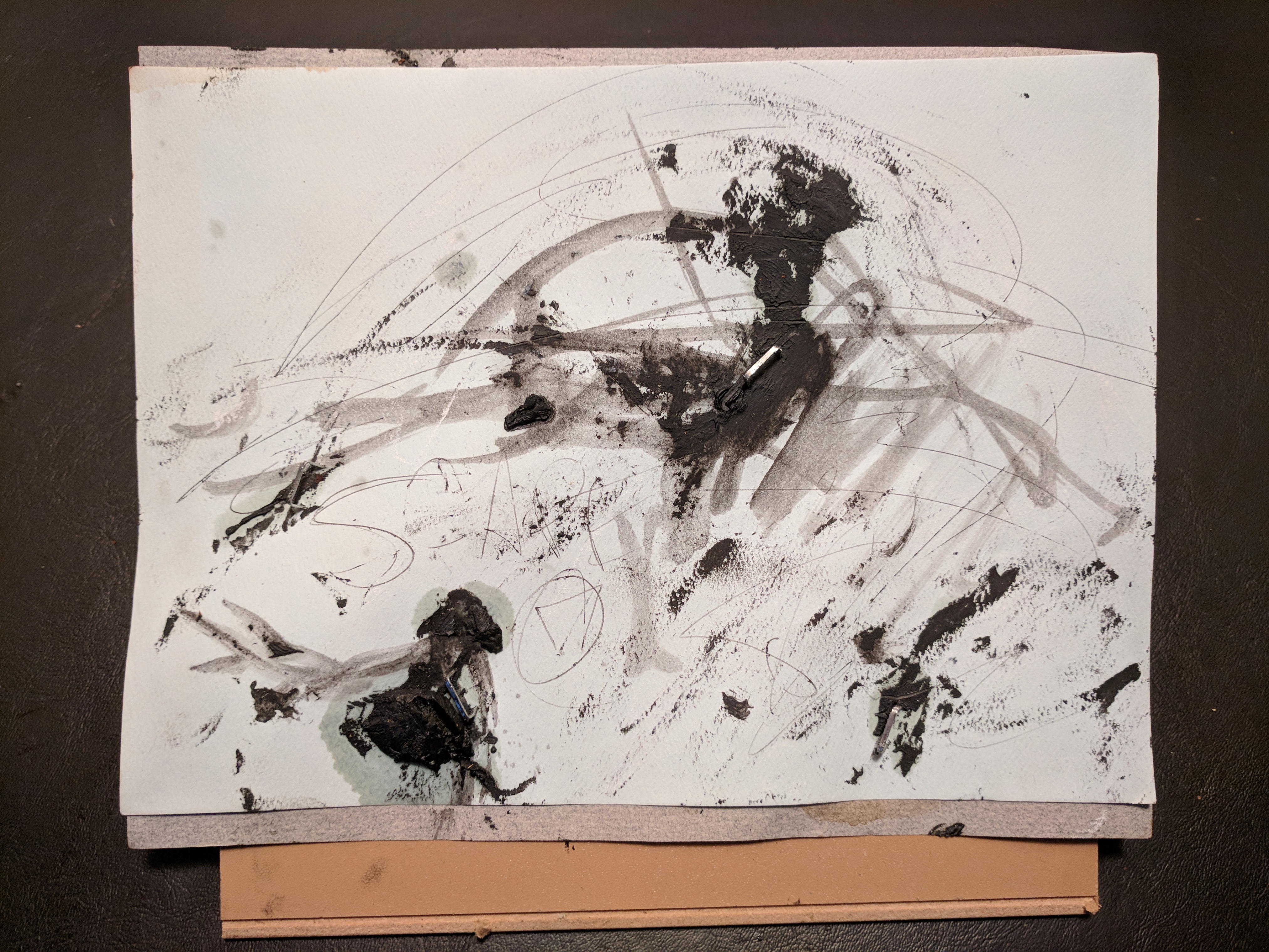 Oil Stick on paper on panel