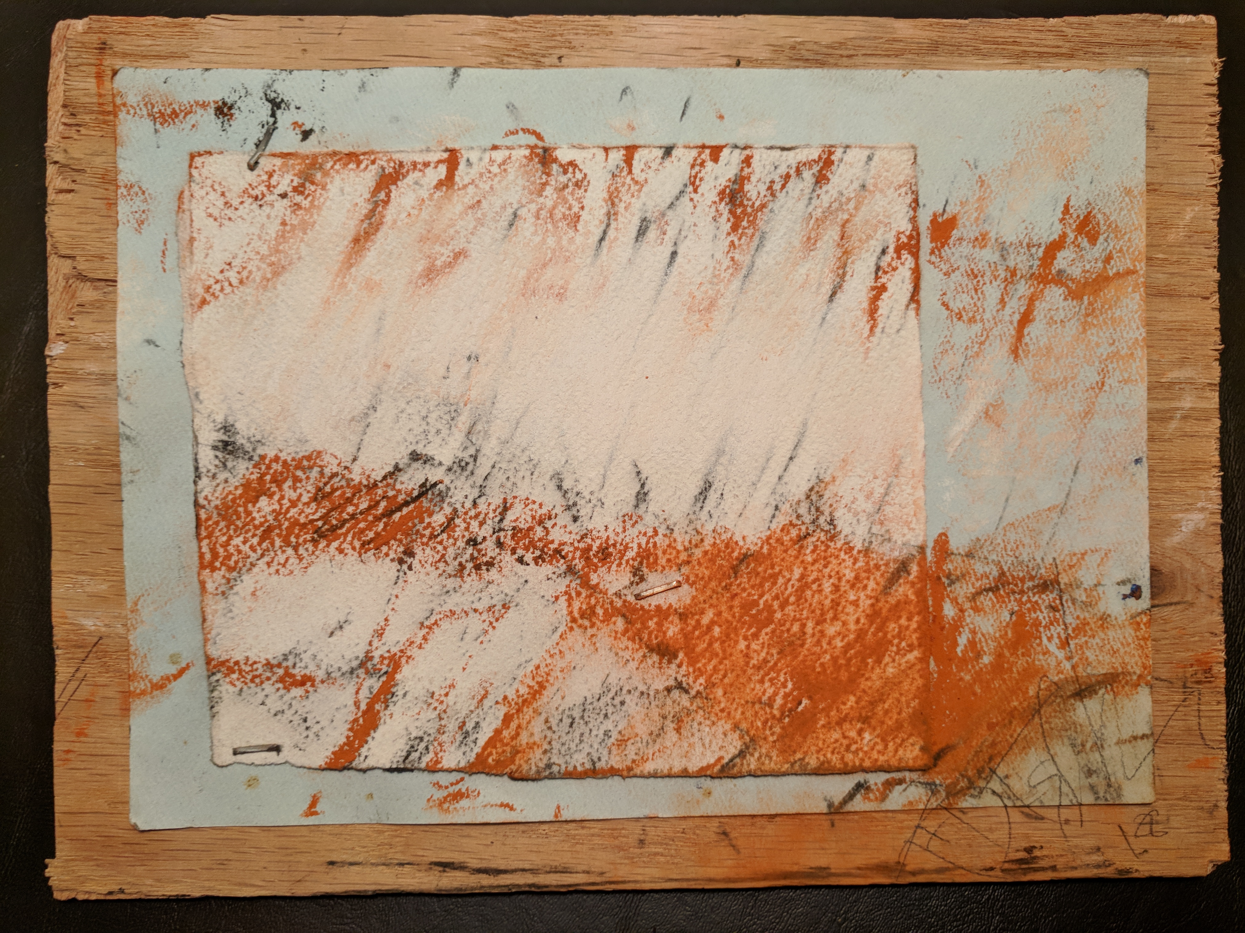 Conte and charcoal on paper on paper on panel