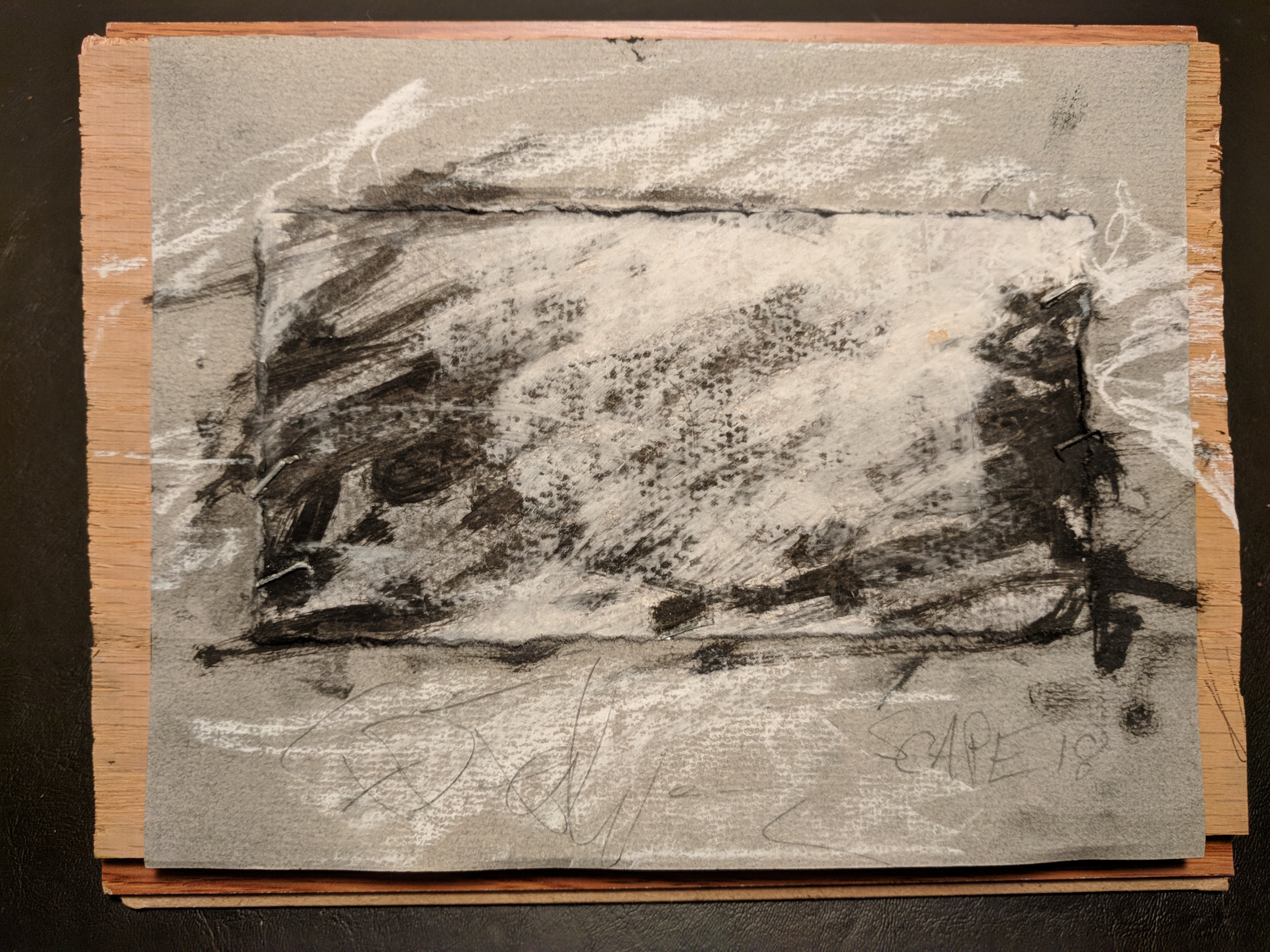 Oil Stick and chalk on paper on panel