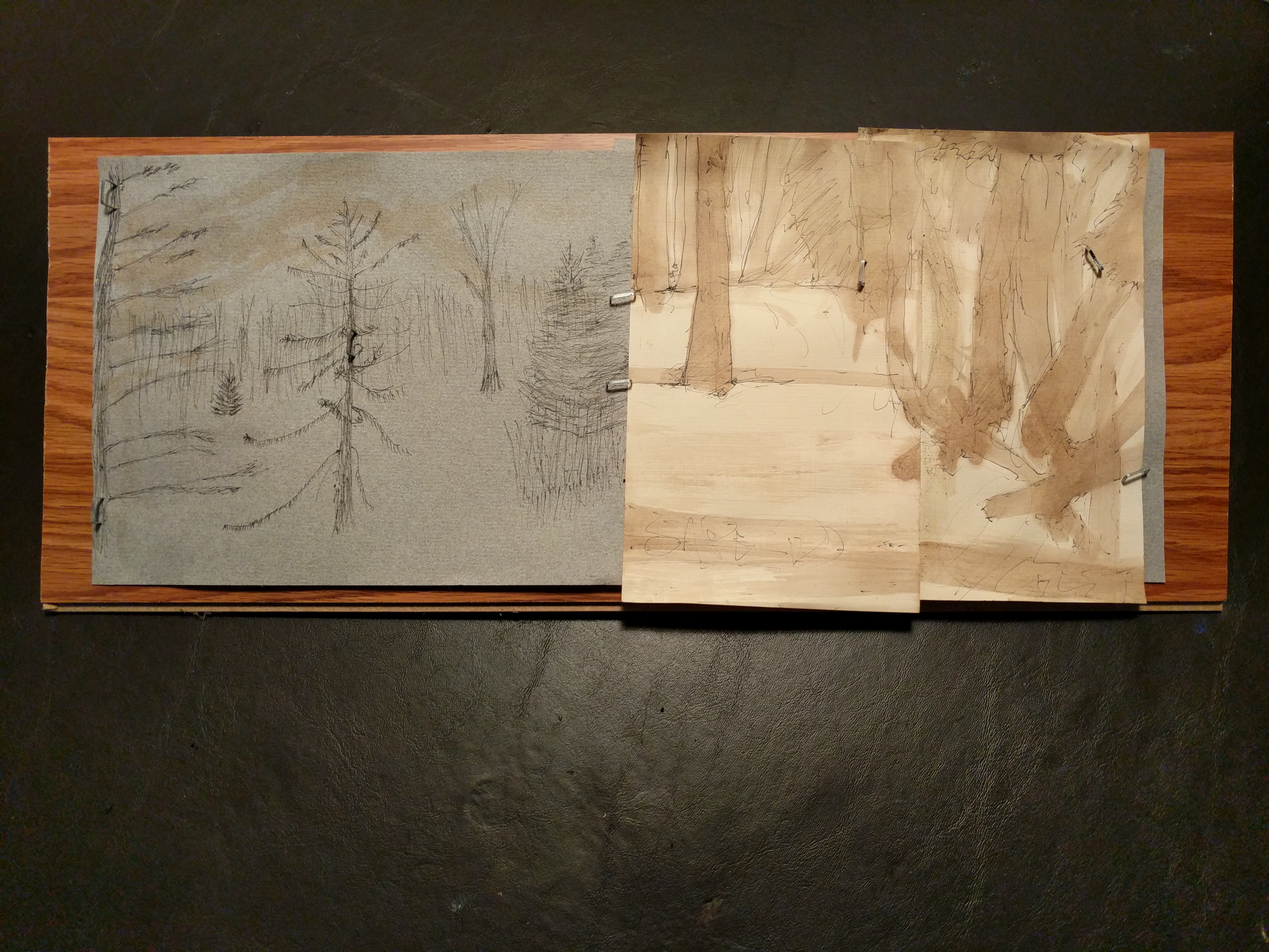 Ink on paper on panel